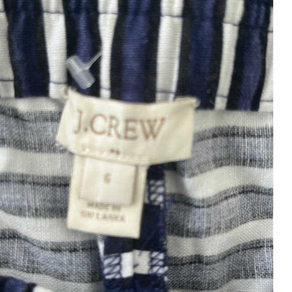 J Crew  NWOT Striped‎ 65% Linen Shorts Size 6 Navy White Casual Beach Resort - Picture 3 of 7